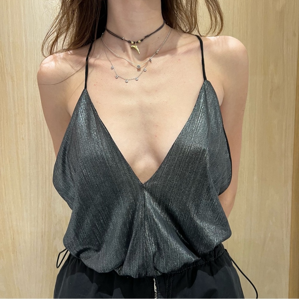 Silver metallic bodysuit